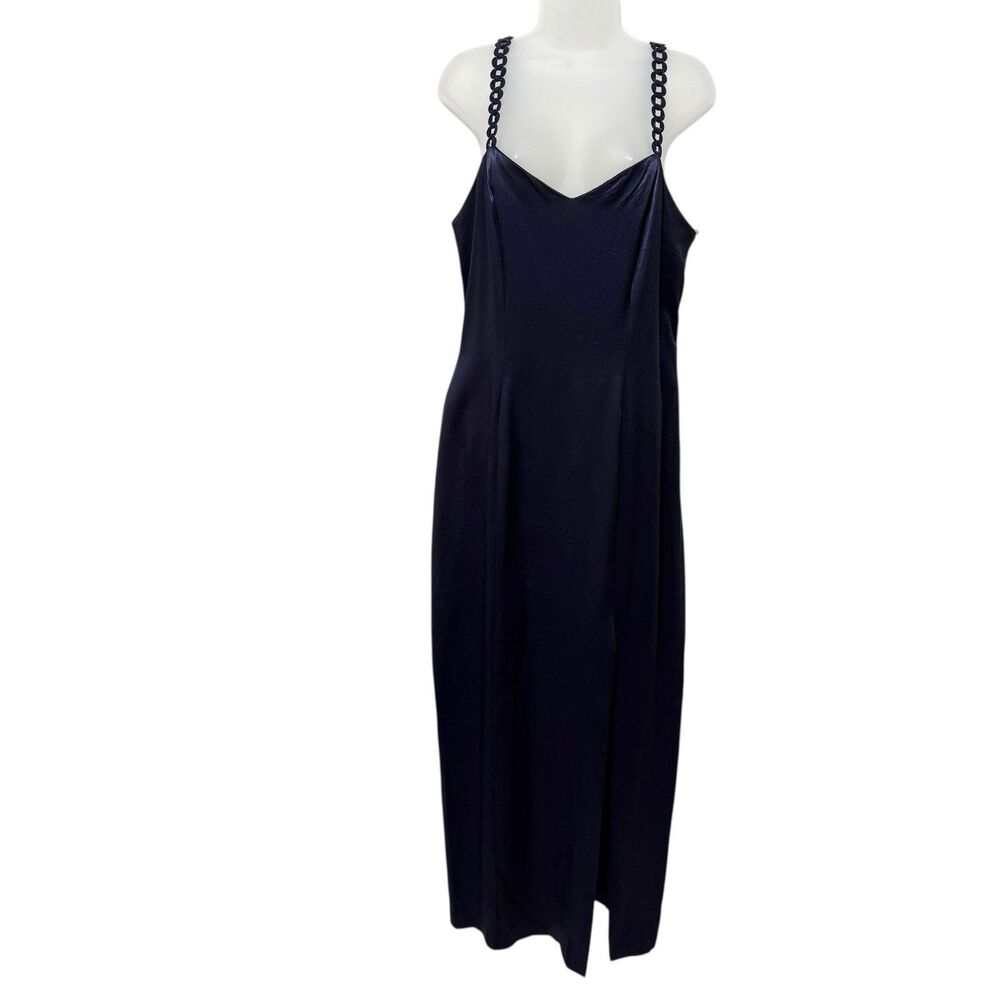 Vintage De-Laru Purple Satin Maxi Dress 13 Chain Strap Witchy Fairly Whimsigoth